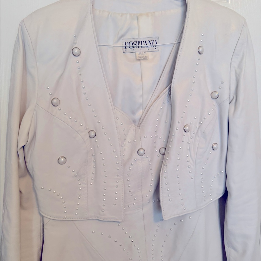 Women's white Leather Dress and Jacket